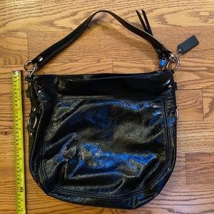 Black patent leather Coach handbag